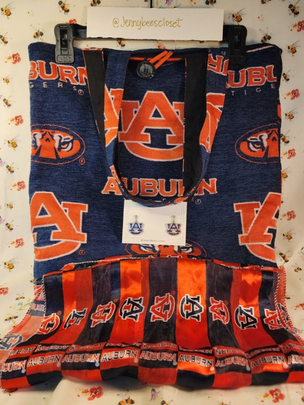 AUBURN Football Girlie Lot: Game Day Bag, Earrings, & Scarf = Game Day Ready!!